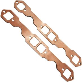 Exhaust Manifold Gasket Set - 2 PCS Square Port Copper Header Exhaust Gaskets Reusable Repair Replacement for for Chevy SB 327 305 350 383