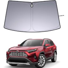JDMCAR Windshield Sun Shade Compatible with Toyota RAV4 Accessories 2019-2024, Foldable Front Sun Visor, RAV-4 Adventure, Hybrid Prime LE, TRD Off-Road, XL and 2021-2024 RAV4 Prime