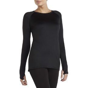 Cuddl Duds Climate Right Plush Warmth Base Layer Soft Long Sleeve Crew with Thumbholes