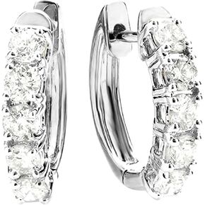 1-5 Carat Five Stone Diamond Hoop Huggie Earrings 14K Gold Value Collection