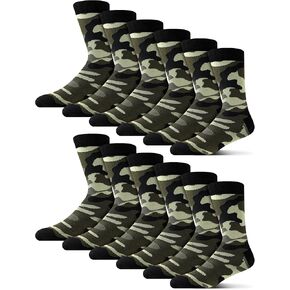 12 Pairs Camo Socks for Men Army Socks Military Novelty Crew Socks Fashion Colorful Casual Socks Veteran Gift for Veteran Day Christmas