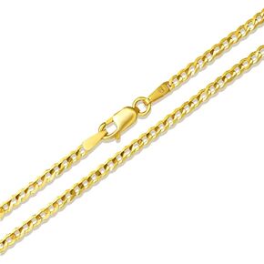 Gold Chains: Solid 10K Yellow Gold Cuban Gold Chain 2.65mm Necklace for Women Men
