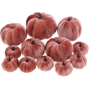 12pcs Artificial Velvet Faux Pumpkins Halloween Handmade Crafts Fabric Foam Fall Harvest Table Centerpiece Party Thanksgiving Decorative - Teal