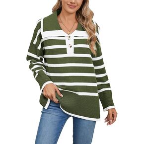Pink Queen Womens Pullover Sweaters Casual Long Sleeve V Neck Fall Winter Fashion 2024 Trendy Oversized Outfits