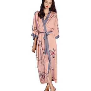 Silk Satin Robe for Women Summer Lightweight Japanese Kimono Robe Long Bathrobe Soft Luxury Bridesmaid Robe
