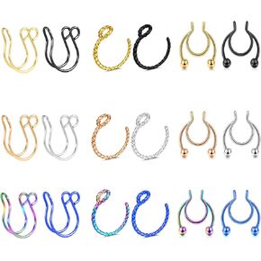 Fake Nose Ring Hoop Fake Septum Nose Rings Fake Noes Ring Stud Fake Nose Stud Fake Nose Piercing Fake Septum Piercing Fake Septum Ring Faux Nose Rings for Women