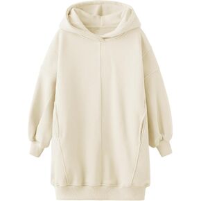 Haloumoning Girls Hoodie Dress Long Sleeve Hooded Sweatshirts Dress Cute Fall Outfits with Pockets 5-14 Years