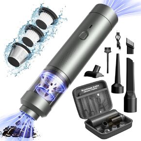 Car Vacuum Cleaner, 18000Pa Powerful Suction Handheld Vacuum with Brushless Motor, Car Vacuum Portable Cordless, USB C Fast Charging, 4 in 1 Rechargeable Mini Vacuum for Car,Office,Pet (Grey)