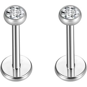 Titanium Nose Studs 18G 20G Threadless Push Fit Nostril Flat Back 16G Push In Labret for Cartilage Helix Conch Lobe Lip Tragus Piercing Jewelry