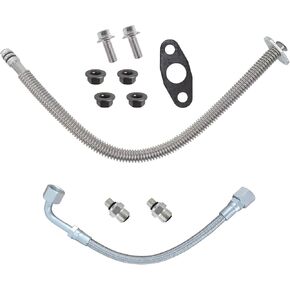 Turbocharger Oil Return Drain Line & Oil Feed Line Compatible with for Dodge Ram 2500 3500 5.9L Turbo Oil Return Pipe Tube W/Connectors gasket