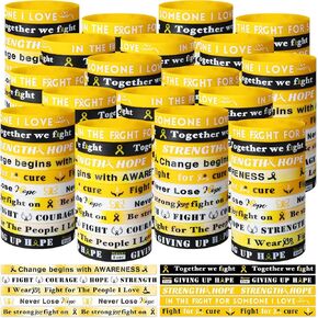 200pcs Childhood Cancer Bracelets Bulk Gold Awareness Silicone Bracelets Inspirational Together We Fight Pediatric Cancer Awareness Wristband for Event Fundraising Charity Campaign Supplies