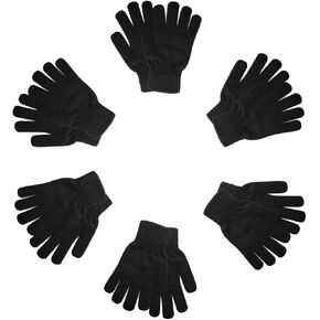 6 Pairs Knit Gloves for Women Cold Weather Men‘s Winter Black Warm Gloves Bulk for Driving Running Hiking