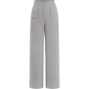 PRETTYGARDEN Women's Dressy Casual Dress Pants Straight Leg High Elastic Waisted Stretch Trouser Slacks