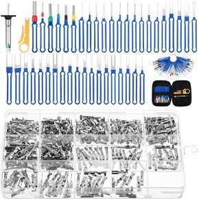 Reginary 333 Pcs Terminal Pin Removal Tool Kit Includes 43 Pcs Pin Extractor Tool Depinning Tool 290 Pcs Automotive Car Electrical 1/1.5/1.8/2.2/2.8/3.5 mm Pin Connectors for Household Devices (Red)