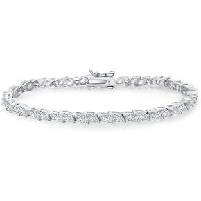 Tennis Bracelets For Women S925 Sterling Silver 5A Cubic Zirconia Tennis Bracelet White Plated Bracelets Subtle Bracelet Jewelry Gift for Ladies Wedding