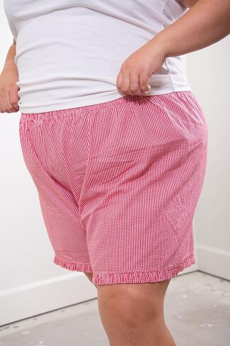 Soft Gingham Boxer Shorts for Women Y2K Ruffle Hem Elastic Waist Plaid Micro Shorts Relaxed Striped Pajama Bottoms in Kuwait