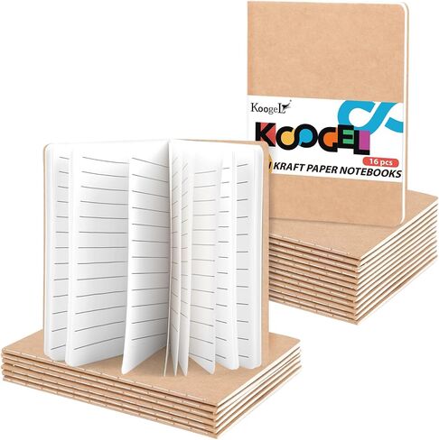 Koogel 16PCS Kraft Notebooks, 3.5x5in Pocket Notebooks with Lined Pages Small Pocket Journal Notepads Mini Notebook for School Office Home Travel Gifts in Saudi Arabia