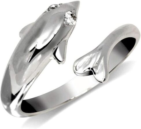 JewelryWeb Solid 10K Yellow or White Gold Adjustable Nautical Dolphin Toe Ring (10mm x 15mm) in Kuwait