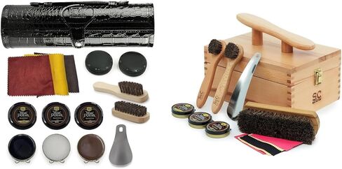مجموعة العناية بالأحذية الفاخرة من ستون آند كلارك مع 12 قطعة من أدوات تلميع الأحذية والعناية بها - حلول كاملة للعناية بالأحذية الجلدية للرجال والنساء in Kuwait