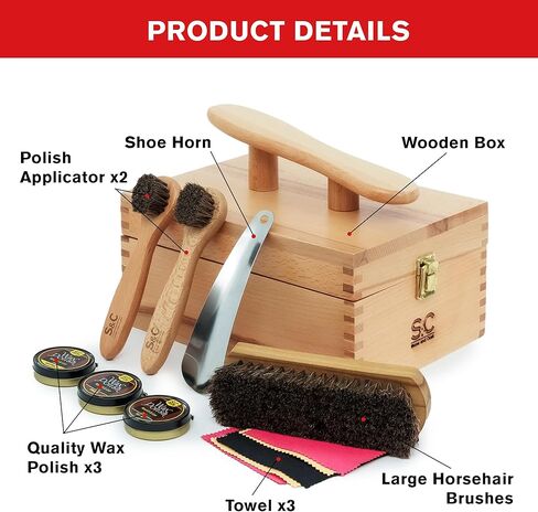 مجموعة العناية بالأحذية الفاخرة من ستون آند كلارك مع 12 قطعة من أدوات تلميع الأحذية والعناية بها - حلول كاملة للعناية بالأحذية الجلدية للرجال والنساء in Kuwait
