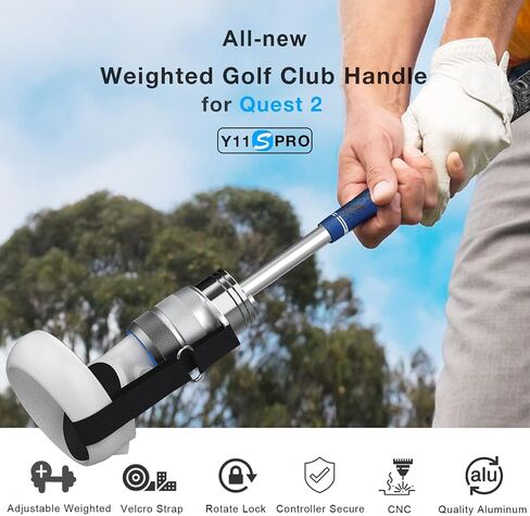 Weighted Golf Club Attachment for Meta Quest 3 & 2-90 DEGREE VERSION Aluminum Golf Club Adapter Handle Compatible with Quest 3/2/1 and Quest Pro, Realistic Grip VR Golf Handle Accessory (Right) Y13S in Saudi Arabia