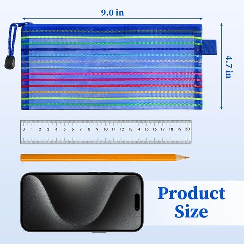 40 قطعة من أكياس أقلام الرصاص، 10 ألوان شبكية بسحاب مقلمة، حقائب أقلام رصاص صغيرة بسحاب مقاس 9 × 4.7 بوصة لمستلزمات تنظيم المكتب/المدرسة/المنزل، حقائب تخزين للسفر متعددة الأغراض in Kuwait