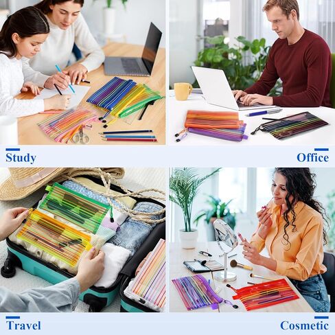 40 قطعة من أكياس أقلام الرصاص، 10 ألوان شبكية بسحاب مقلمة، حقائب أقلام رصاص صغيرة بسحاب مقاس 9 × 4.7 بوصة لمستلزمات تنظيم المكتب/المدرسة/المنزل، حقائب تخزين للسفر متعددة الأغراض in Kuwait