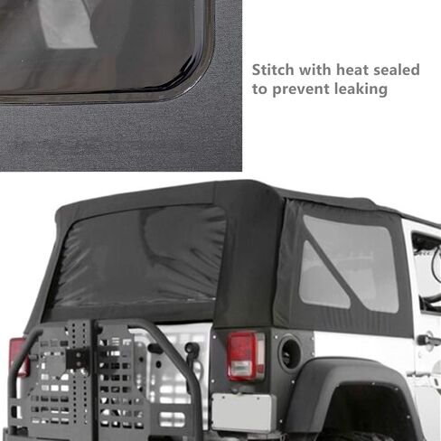 سطح ناعم مع نوافذ خلفية وجانبية ملونة لاستبدال الماس الأسود لسيارة Wrangler JK 2 Door 2010-2017 in Saudi Arabia