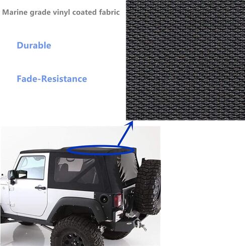 سطح ناعم مع نوافذ خلفية وجانبية ملونة لاستبدال الماس الأسود لسيارة Wrangler JK 2 Door 2010-2017 in Saudi Arabia