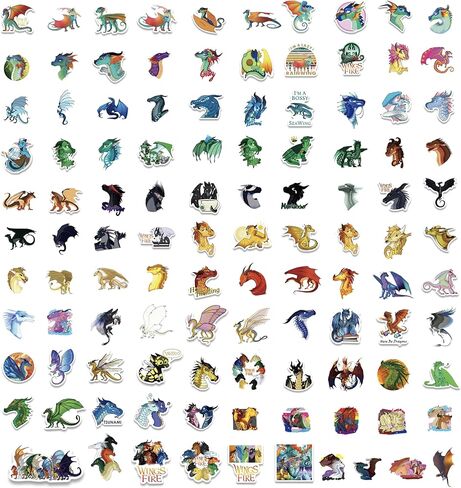 110 قطعة من ملصقات أجنحة النار - من Wings of Fire Book 1-15 المؤلف Tui Sutherland ملصقات زجاجات المياه المقاومة للماء من الفينيل لمحبي الكتب، محبي تنين كاواي، هدايا الحفلات، مكافآت الطلاب in Kuwait