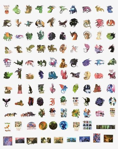 110 قطعة من ملصقات أجنحة النار - من Wings of Fire Book 1-15 المؤلف Tui Sutherland ملصقات زجاجات المياه المقاومة للماء من الفينيل لمحبي الكتب، محبي تنين كاواي، هدايا الحفلات، مكافآت الطلاب in Kuwait