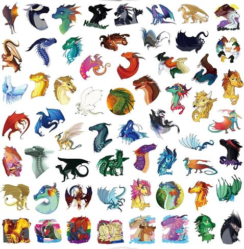 110 قطعة من ملصقات أجنحة النار - من Wings of Fire Book 1-15 المؤلف Tui Sutherland ملصقات زجاجات المياه المقاومة للماء من الفينيل لمحبي الكتب، محبي تنين كاواي، هدايا الحفلات، مكافآت الطلاب in Kuwait