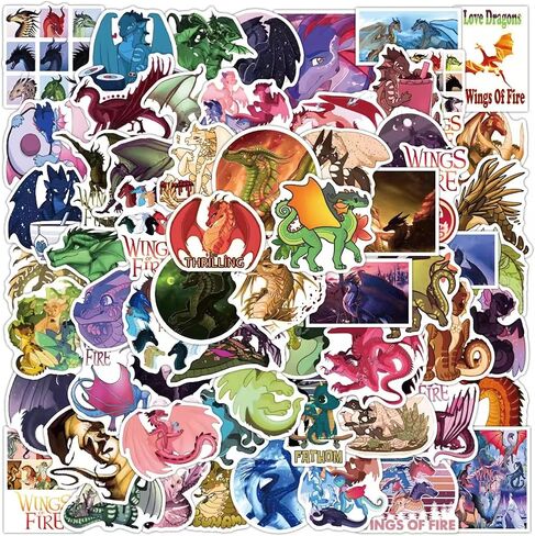 110 قطعة من ملصقات أجنحة النار - من Wings of Fire Book 1-15 المؤلف Tui Sutherland ملصقات زجاجات المياه المقاومة للماء من الفينيل لمحبي الكتب، محبي تنين كاواي، هدايا الحفلات، مكافآت الطلاب in Kuwait