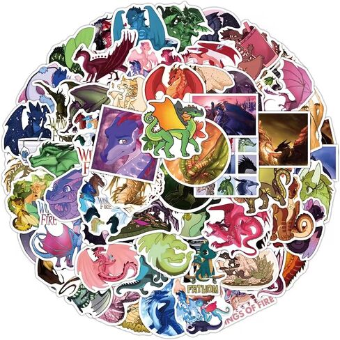 110 قطعة من ملصقات أجنحة النار - من Wings of Fire Book 1-15 المؤلف Tui Sutherland ملصقات زجاجات المياه المقاومة للماء من الفينيل لمحبي الكتب، محبي تنين كاواي، هدايا الحفلات، مكافآت الطلاب in Kuwait