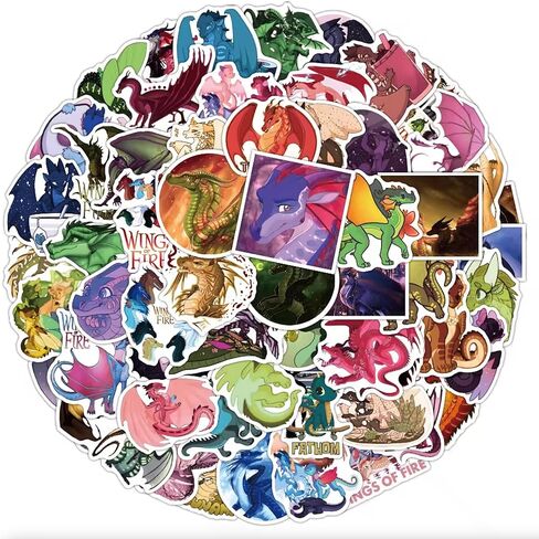 110 قطعة من ملصقات أجنحة النار - من Wings of Fire Book 1-15 المؤلف Tui Sutherland ملصقات زجاجات المياه المقاومة للماء من الفينيل لمحبي الكتب، محبي تنين كاواي، هدايا الحفلات، مكافآت الطلاب in Kuwait