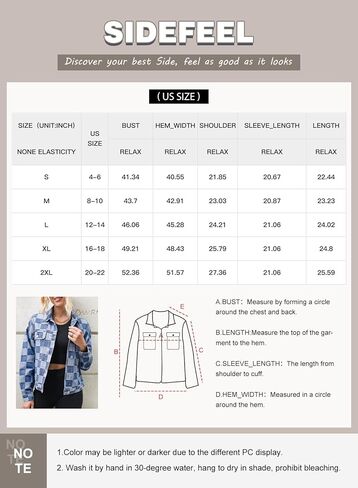 سترة Sidefeel النسائية كبيرة الحجم من قماش الدنيم كاجوال بجيوب منقوشة وسترة جينز للخريف والربيع in Kuwait