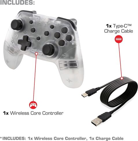 Nyko Wireless Core Controller for Nintendo Switch - Bluetooth Pro Controller Alternative with Turbo Programming, Ergonomic Design and Type C Charging Cable - Compatible w/ Android and PC (Black) in Saudi Arabia