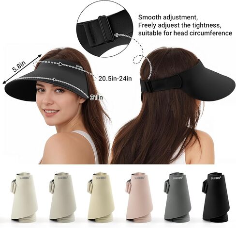 Sukeen Wide Brim Sun Visor for Women Men,UPF50+ Seamless Sun Hats Foldable Ponytail Beach Hats for Daily Outdoor Activities in Saudi Arabia