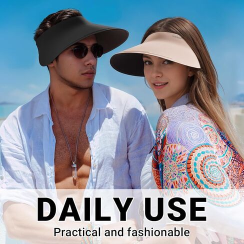 Sukeen Wide Brim Sun Visor for Women Men,UPF50+ Seamless Sun Hats Foldable Ponytail Beach Hats for Daily Outdoor Activities in Saudi Arabia