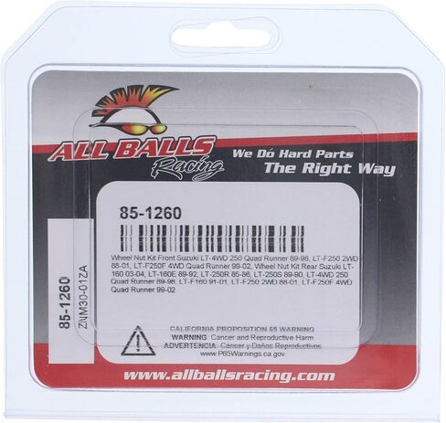 All Balls Racing 85-1260 Wheel Nut Kit Compatible with/Replacement For Suzuki LT-4WD 250 Quad Runner 1989-1998, LT-F 250 Quad Runner 2WD 1988-2001, LT-F 250 F 4WD Quad Runner 1999-2002 in Saudi Arabia