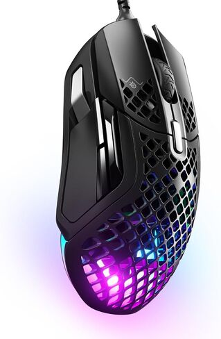SteelSeries Aerox 5 Wireless - Holey RGB Gaming Mouse - Ultra-lightweight Water Resistant Design - 9 Buttons – Bluetooth/2.4 GHz - 18K DPI TrueMove Air Optical Sensor | 74g lightweight design with 9 programmable buttons and 18000 CPI for precision, durabi in Kuwait