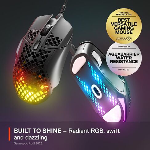 SteelSeries Aerox 5 Wireless - Holey RGB Gaming Mouse - Ultra-lightweight Water Resistant Design - 9 Buttons – Bluetooth/2.4 GHz - 18K DPI TrueMove Air Optical Sensor | 74g lightweight design with 9 programmable buttons and 18000 CPI for precision, durabi in Kuwait