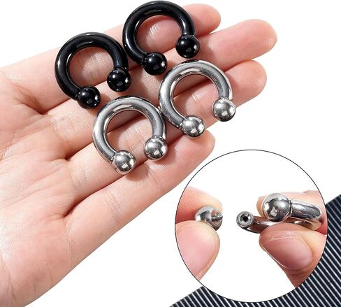 Longbeauty 8G 6G 4G 2G الحاجز الحاجز التناقص التدريجي الجراحية الصلب الحاجز تمتد عدة C شكل الحاجز ثقب المجوهرات آذان ممتدة الأنف حدوة الحصان الحاجز خواتم للنساء الرجال in Kuwait