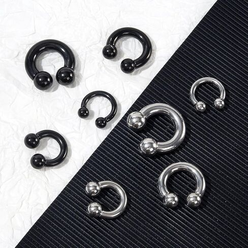 Longbeauty 8G 6G 4G 2G الحاجز الحاجز التناقص التدريجي الجراحية الصلب الحاجز تمتد عدة C شكل الحاجز ثقب المجوهرات آذان ممتدة الأنف حدوة الحصان الحاجز خواتم للنساء الرجال in Kuwait