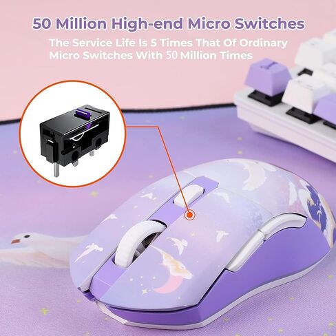 DAREU Sakura Pink Wireless Gaming Mouse with Charging Dock Rechargeable RGB,12K DPI,6 Programmable Buttons High-Precision Sensor [300IPS] [1000Hz] for PC Notebook Mac in Saudi Arabia