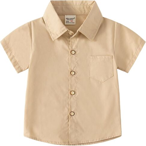Toddler Boys' Short Sleeve Dress Shirts Cotton Casual Button Down Shirts for Little Boy in Saudi Arabia