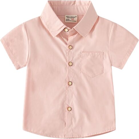 Toddler Boys' Short Sleeve Dress Shirts Cotton Casual Button Down Shirts for Little Boy in Saudi Arabia
