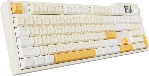 AK35I Wired Full-Size Mechanical Gaming Keyboard with Brown Switches, Grey-White Matching PBT Keycaps, Anti-Ghosting Multimedia Keys Roller, White Backlit, Programmable Macro, Aluminum Black in Kuwait