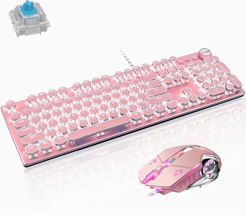 Basaltech Mechanical Gaming Keyboard and Mouse Combo, Pink in Kuwait