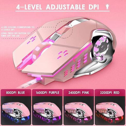 Basaltech Mechanical Gaming Keyboard and Mouse Combo, Pink in Kuwait
